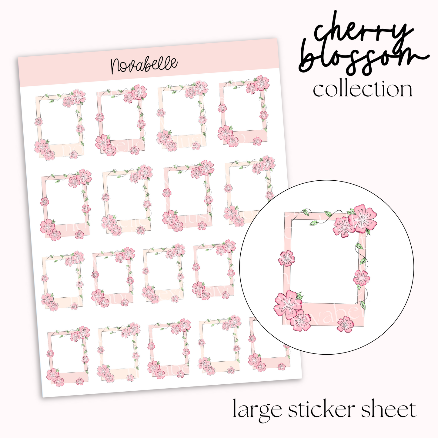 Cherry Blossom Polaroids Sticker Sheet