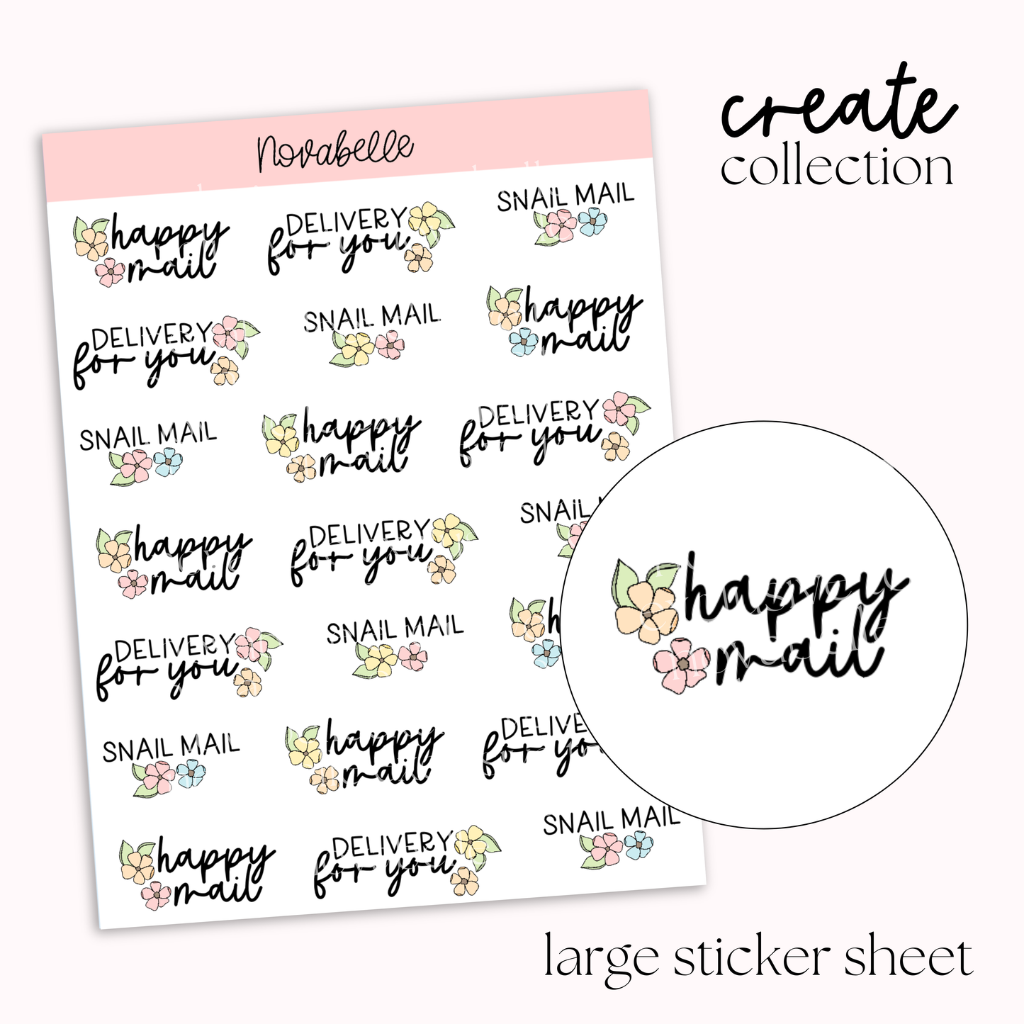 Happy Mail Script Sticker Sheet