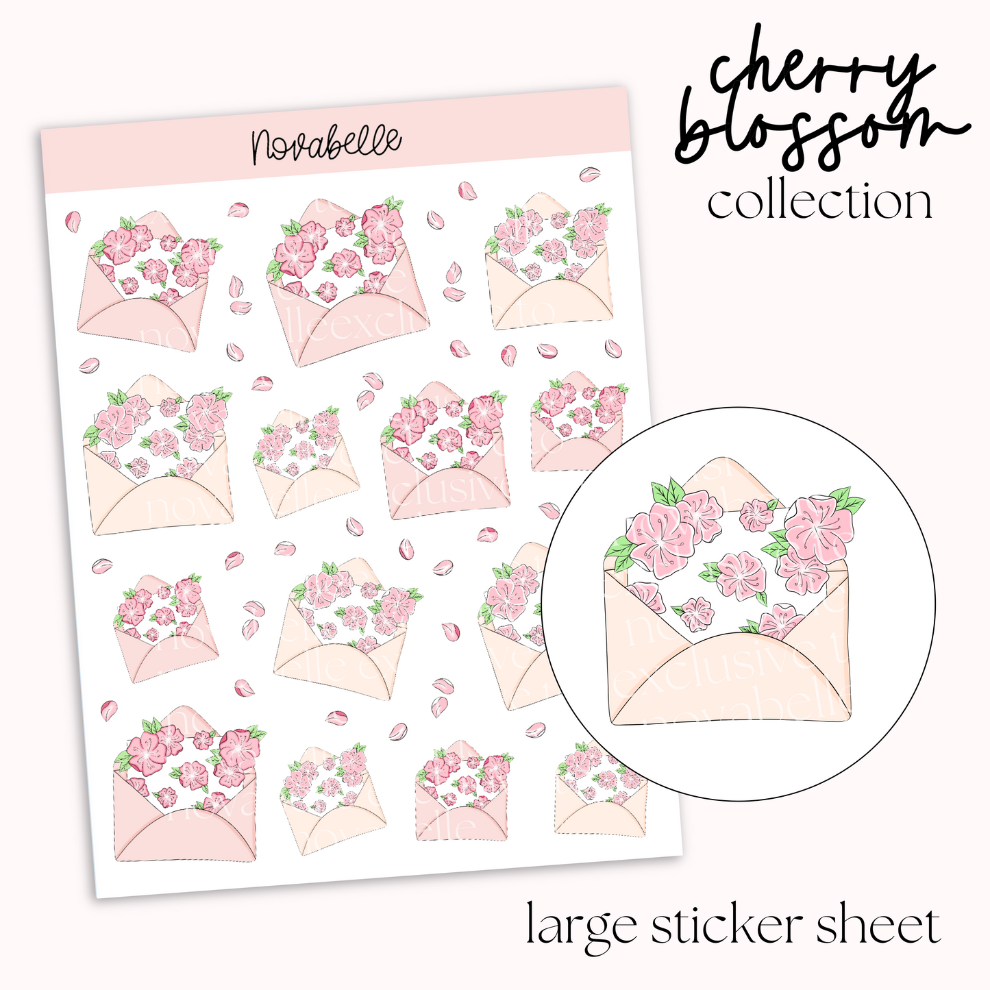 Cherry Blossom Envelopes Sticker Sheet