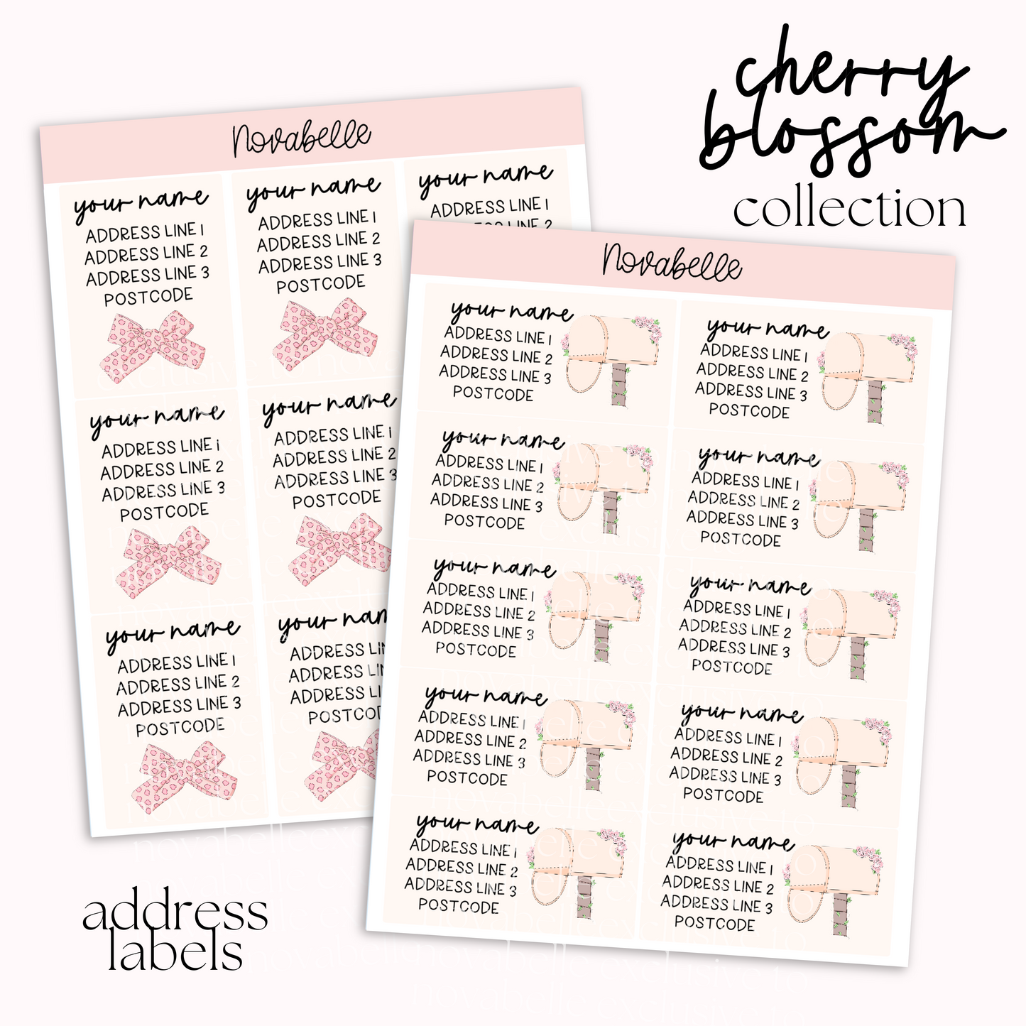 Cherry Blossom Address Labels Set Sticker Sheet