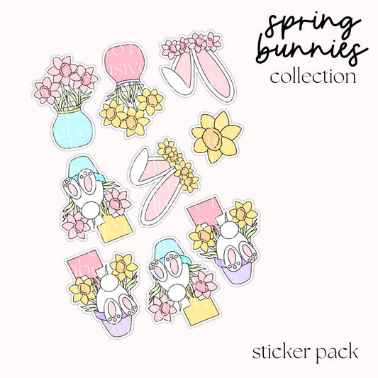 Spring Bunnies Sticker Pack (4)