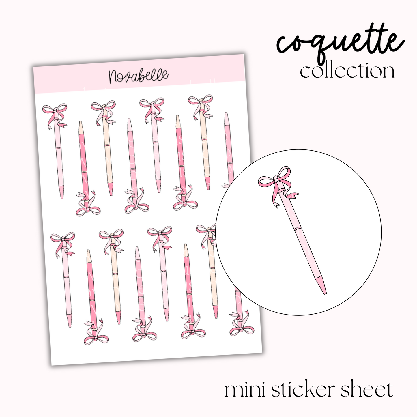 Bow Pens Sticker Sheet