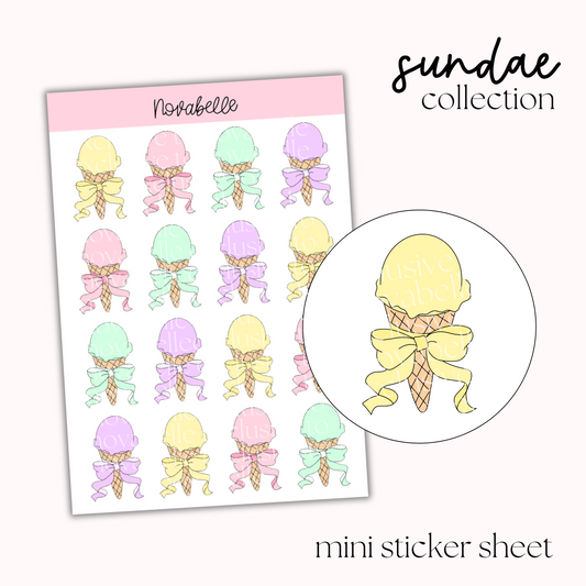 Ice Cream Bow Sticker Sheet