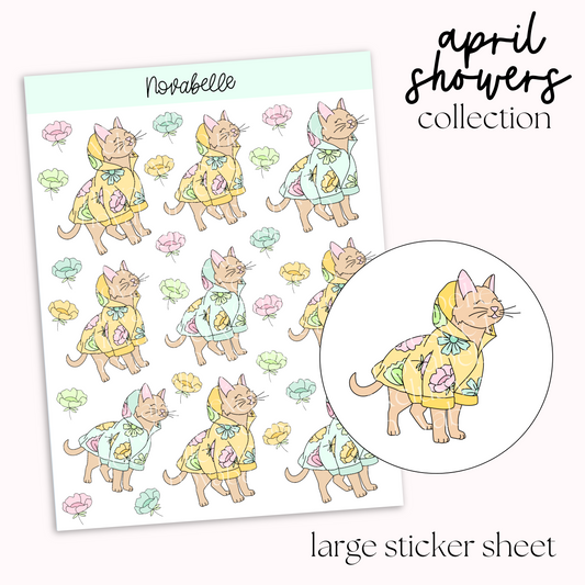 Cat Raincoats Sticker Sheet