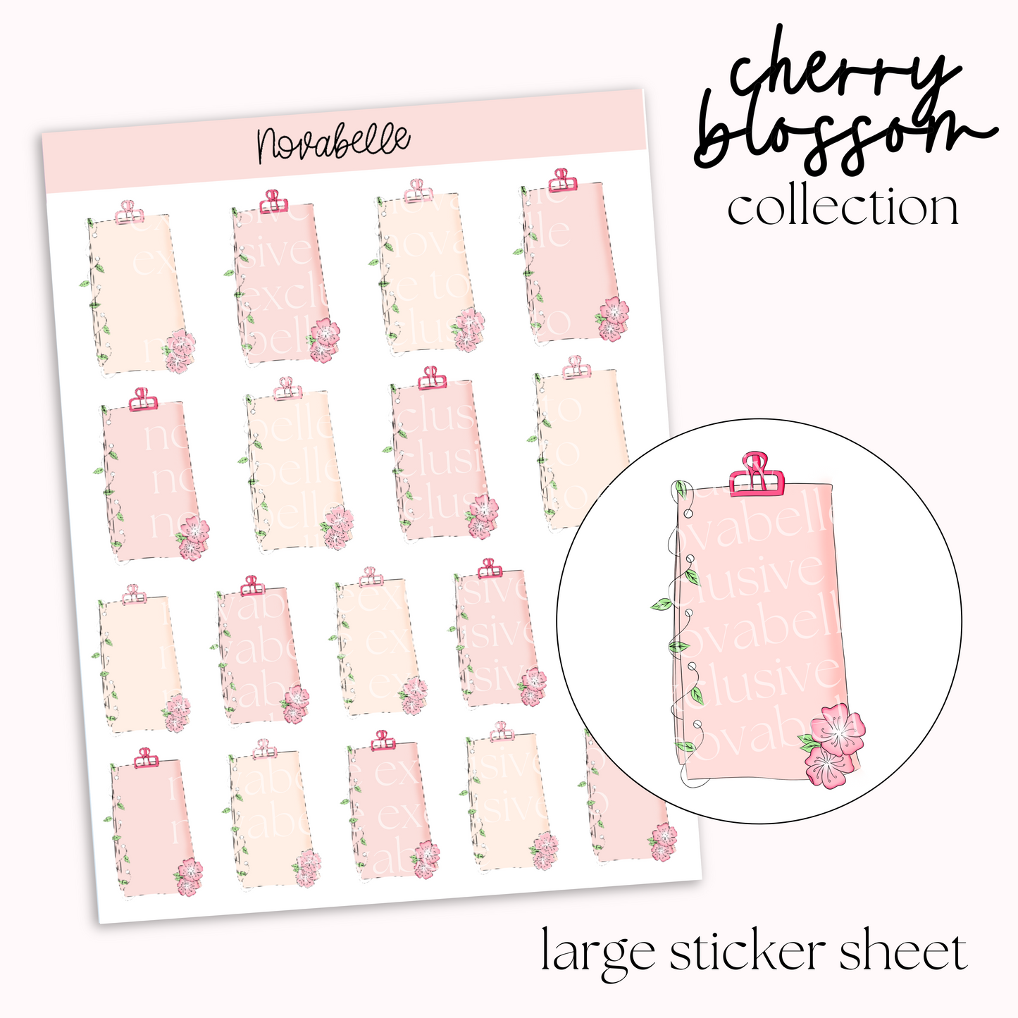 Cherry Blossom Notepads Sticker Sheet