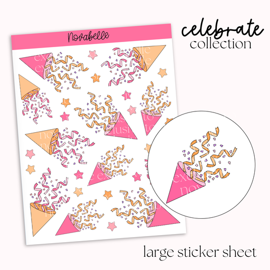 Party Poppers Sticker Sheet