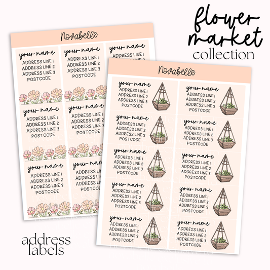 Flower Market Address Labels Set Sticker Sheet
