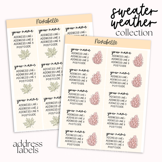 Sweater Weather Address Labels Set Sticker Sheet