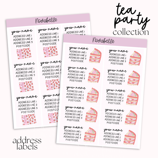 Tea Party Address Labels Set Sticker Sheet