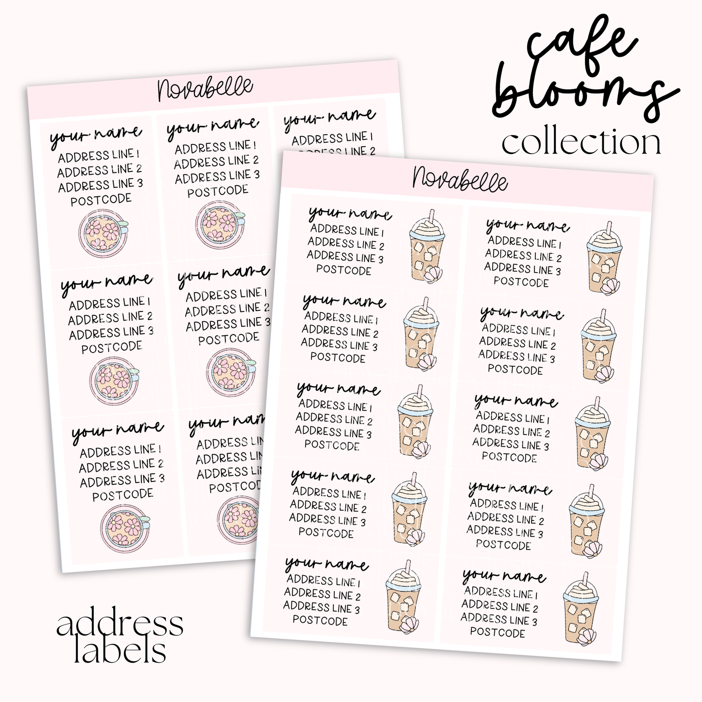 Cafe Blooms Address Labels Set Sticker Sheet