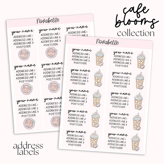 Cafe Blooms Address Labels Set Sticker Sheet