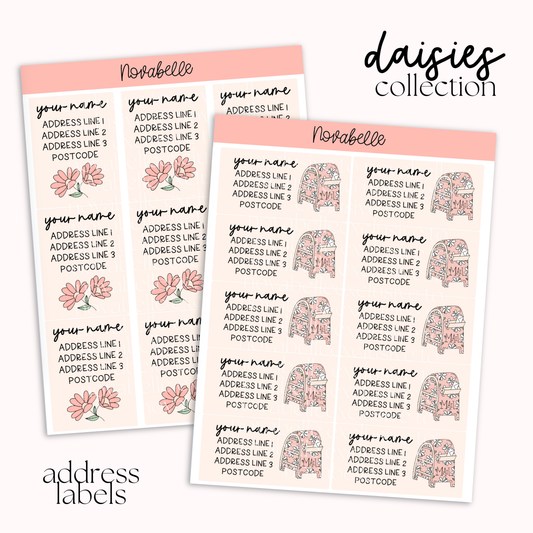 Daisies Address Labels Set Sticker Sheet